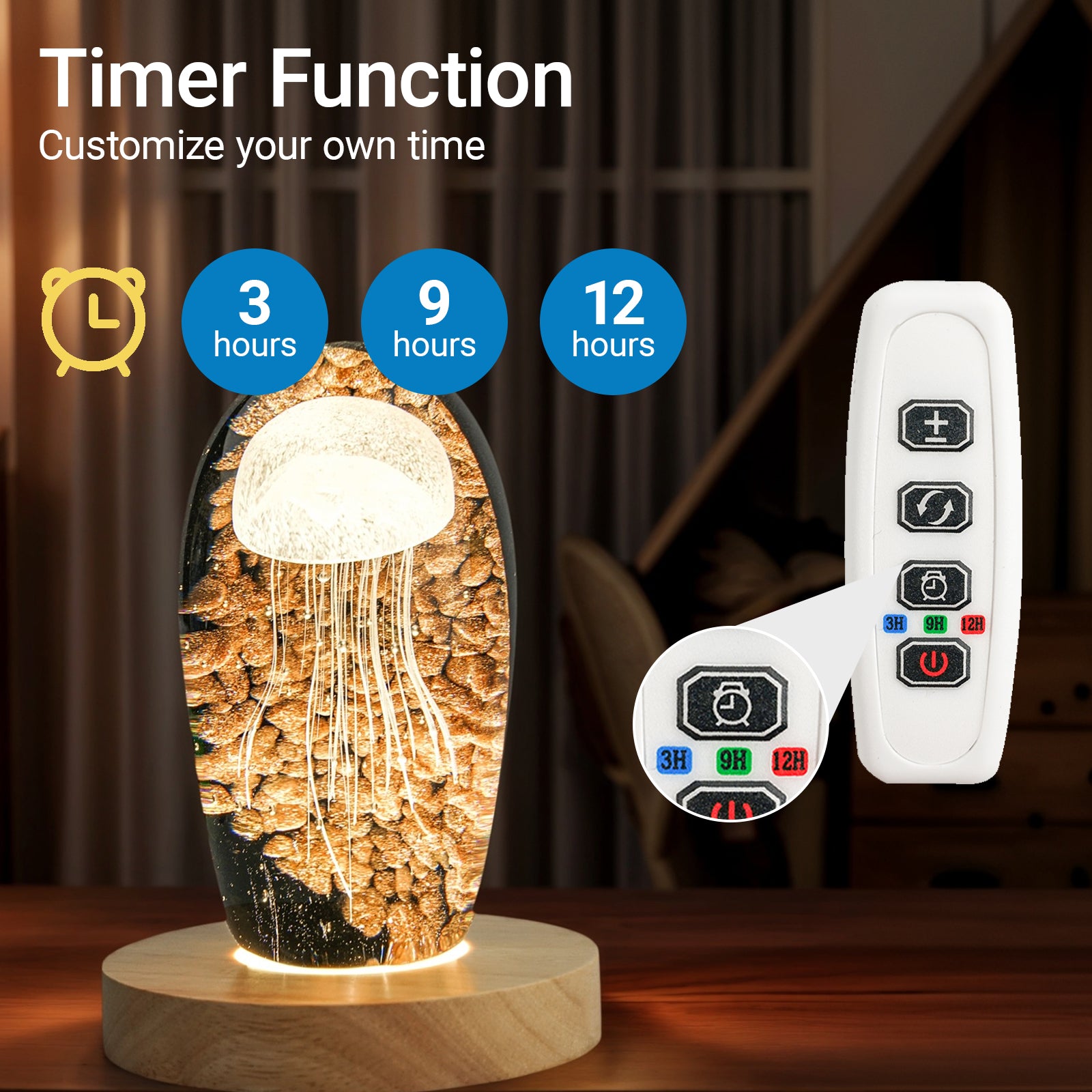 Auto Timer Wood Crystal Display Base Light L18