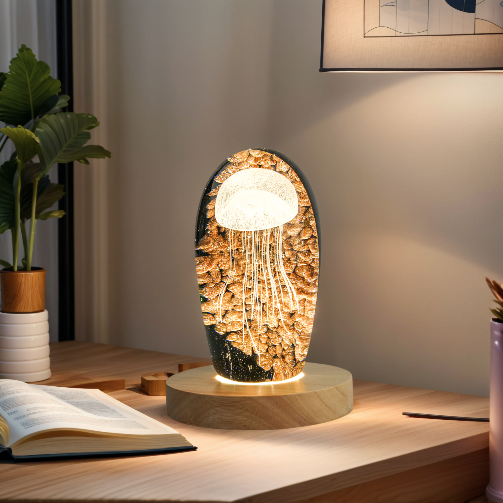 Auto Timer Wood Crystal Display Base Light L18