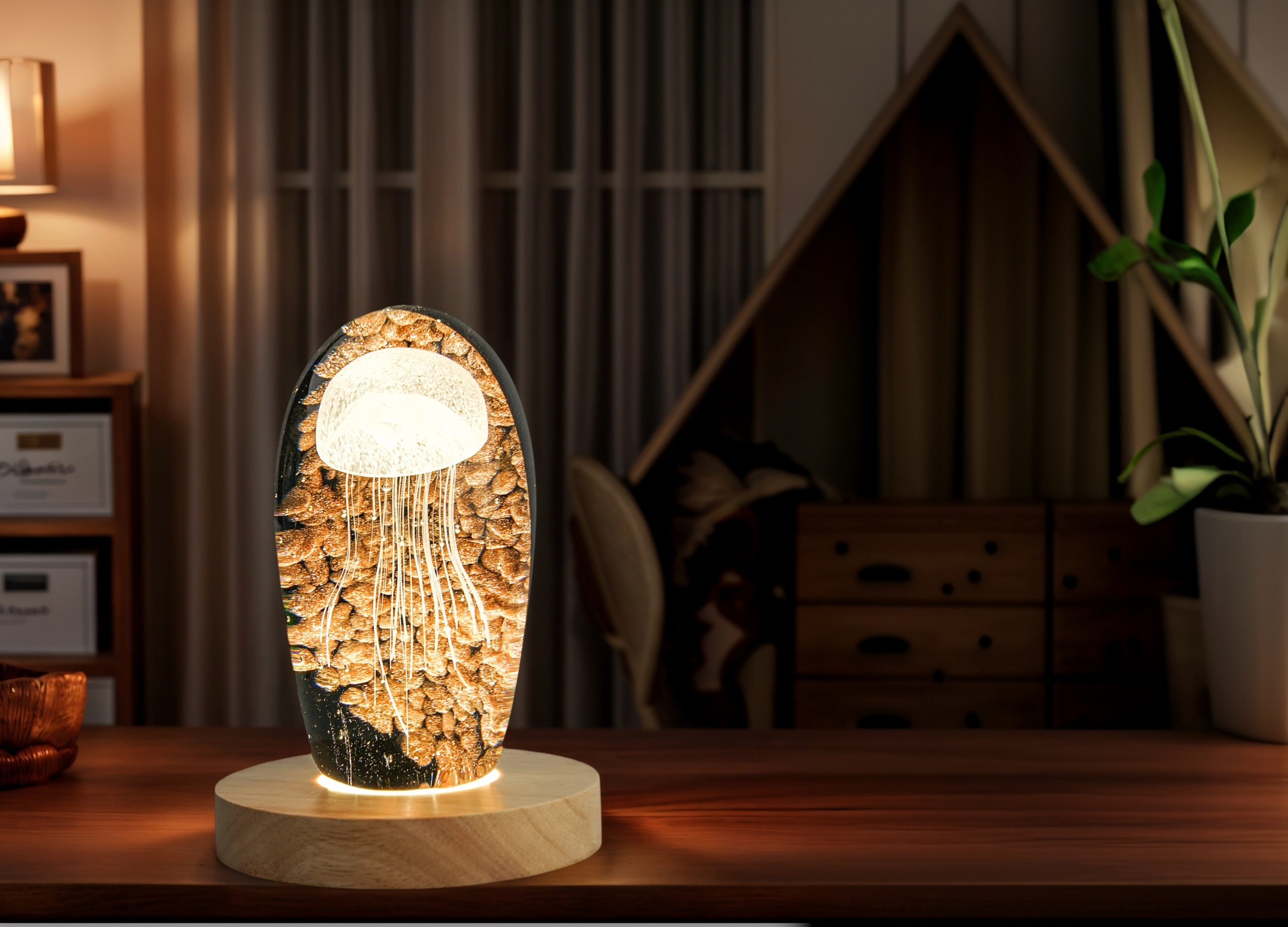 Auto Timer Wood Crystal Display Base Light L18