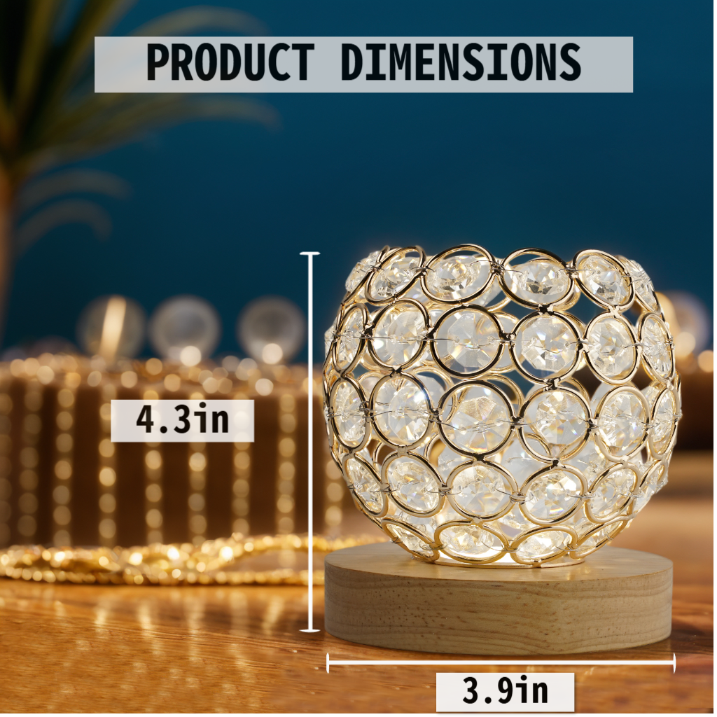 Crystal Table Lamp with 3 Lighting Modes - USB-Powered LED Desk Light,Voice Command Compatible Night Light Fixture for Living Room Bedroom