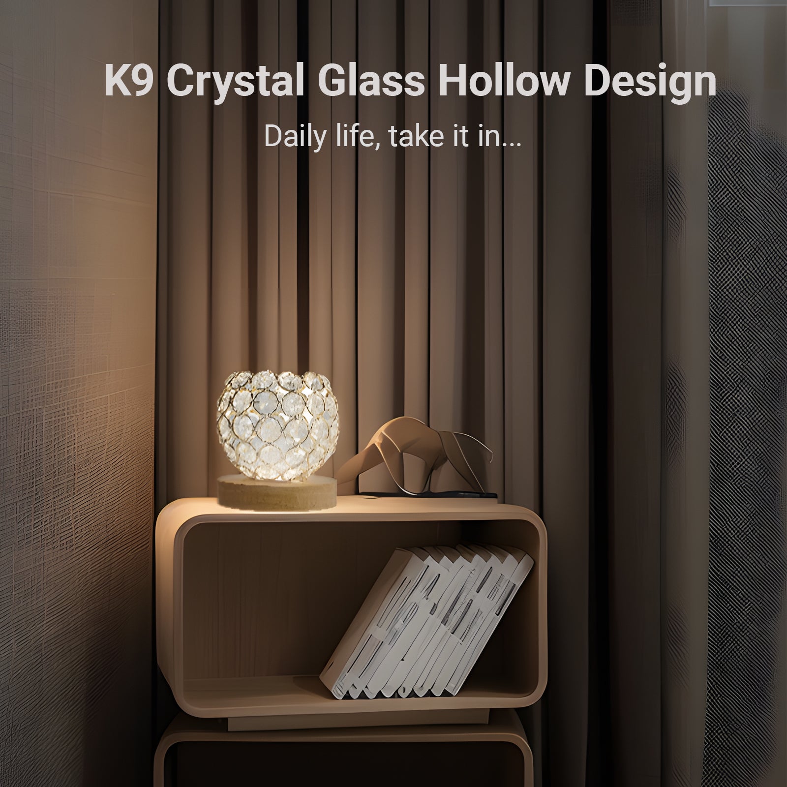 Crystal Table Lamp with 3 Lighting Modes - USB-Powered LED Desk Light,Voice Command Compatible Night Light Fixture for Living Room Bedroom